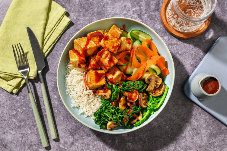 Spicy Tofu Bibimbap with Chicken