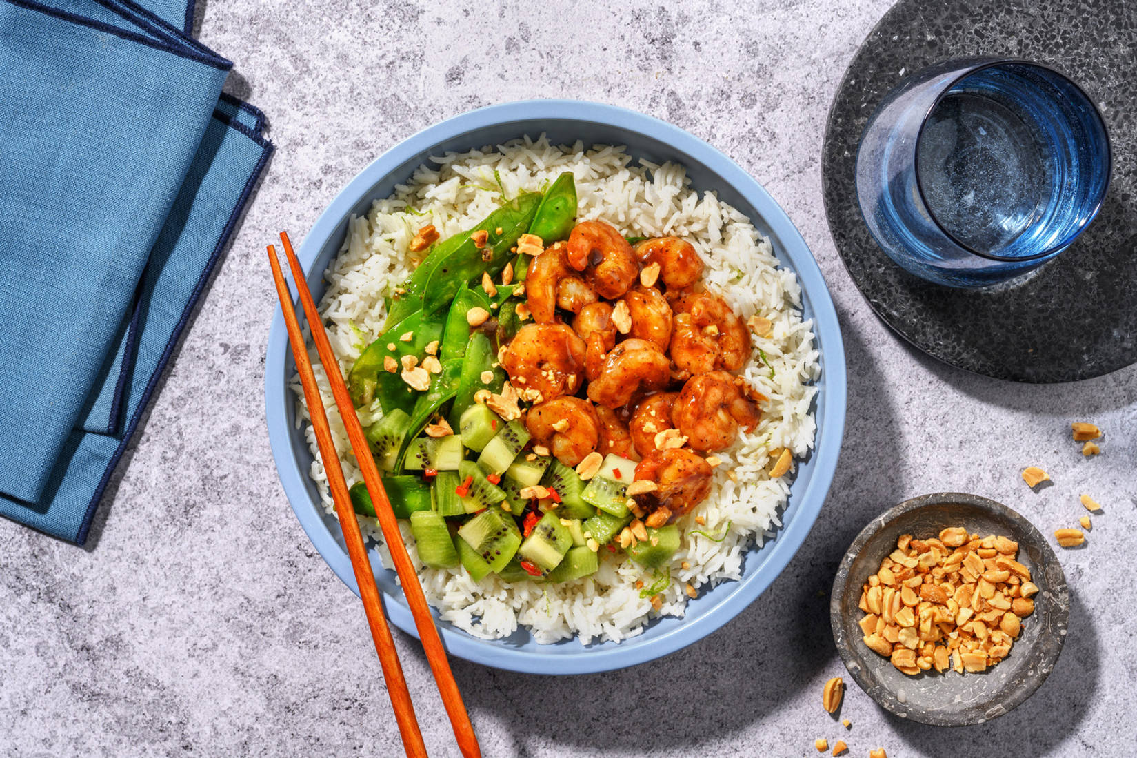 Teriyaki Prawn and Salmon Poke Style Bowl 