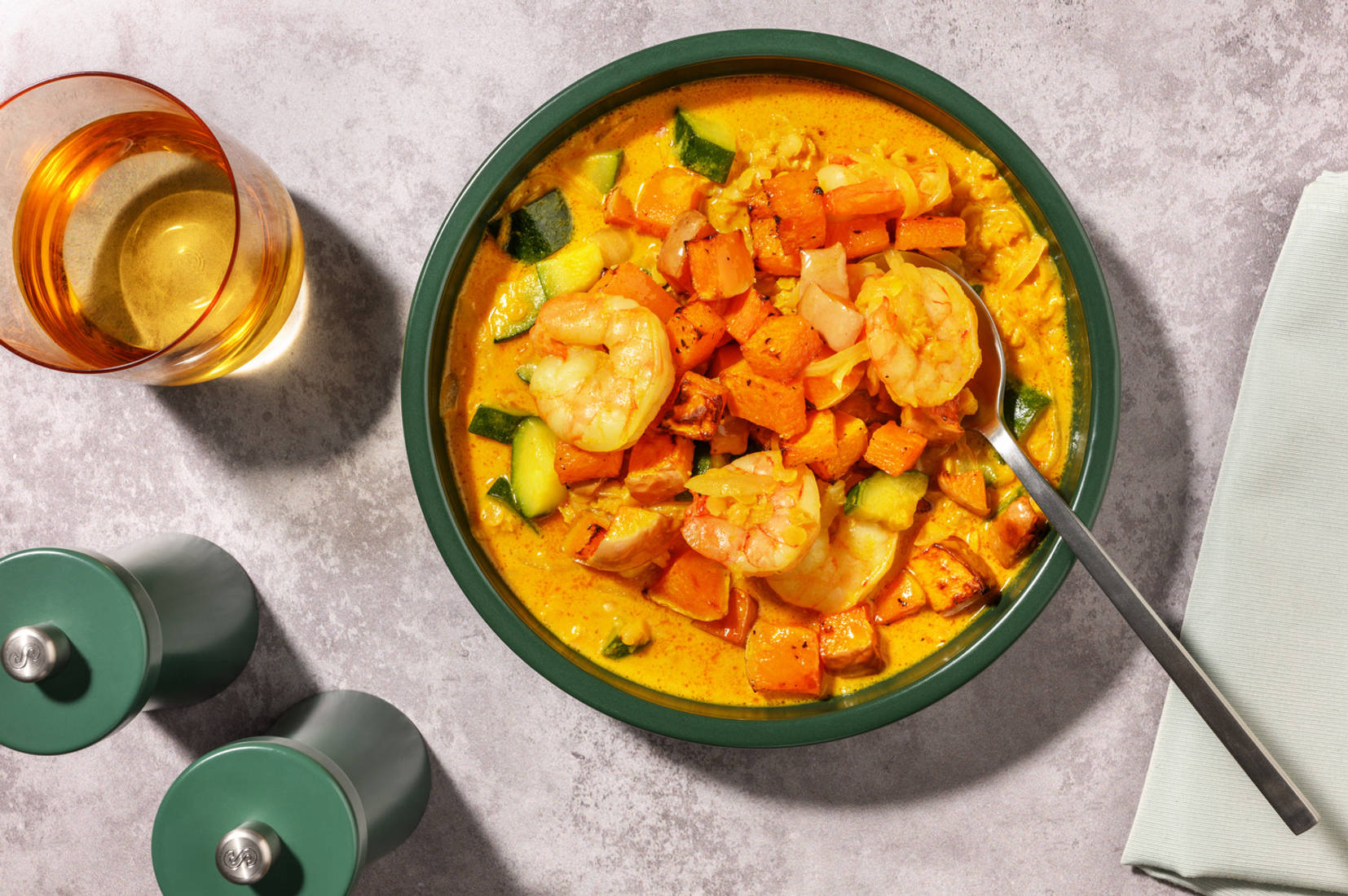 Prawn and Roasted Butternut Squash Dal