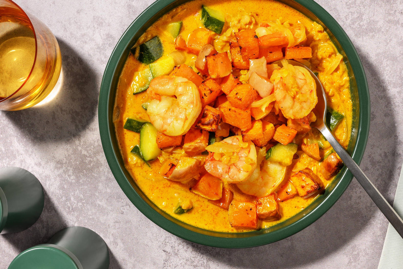 Prawn and Roasted Butternut Squash Dal