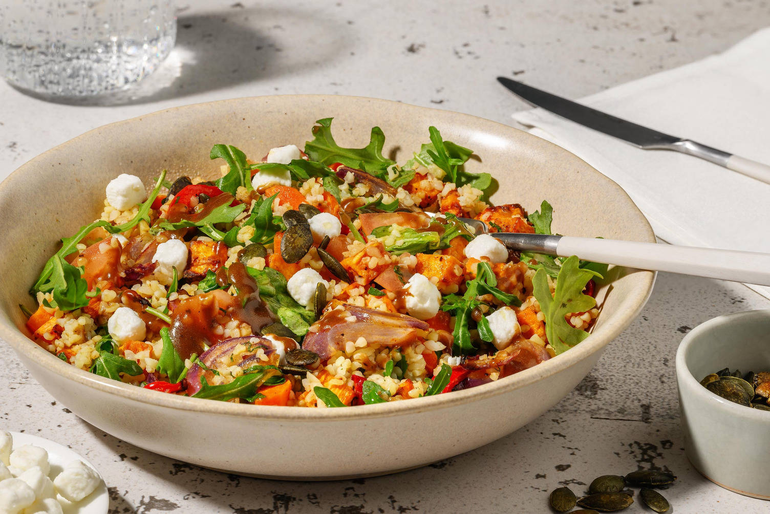 Salade de boulgour aux légumes rôtis