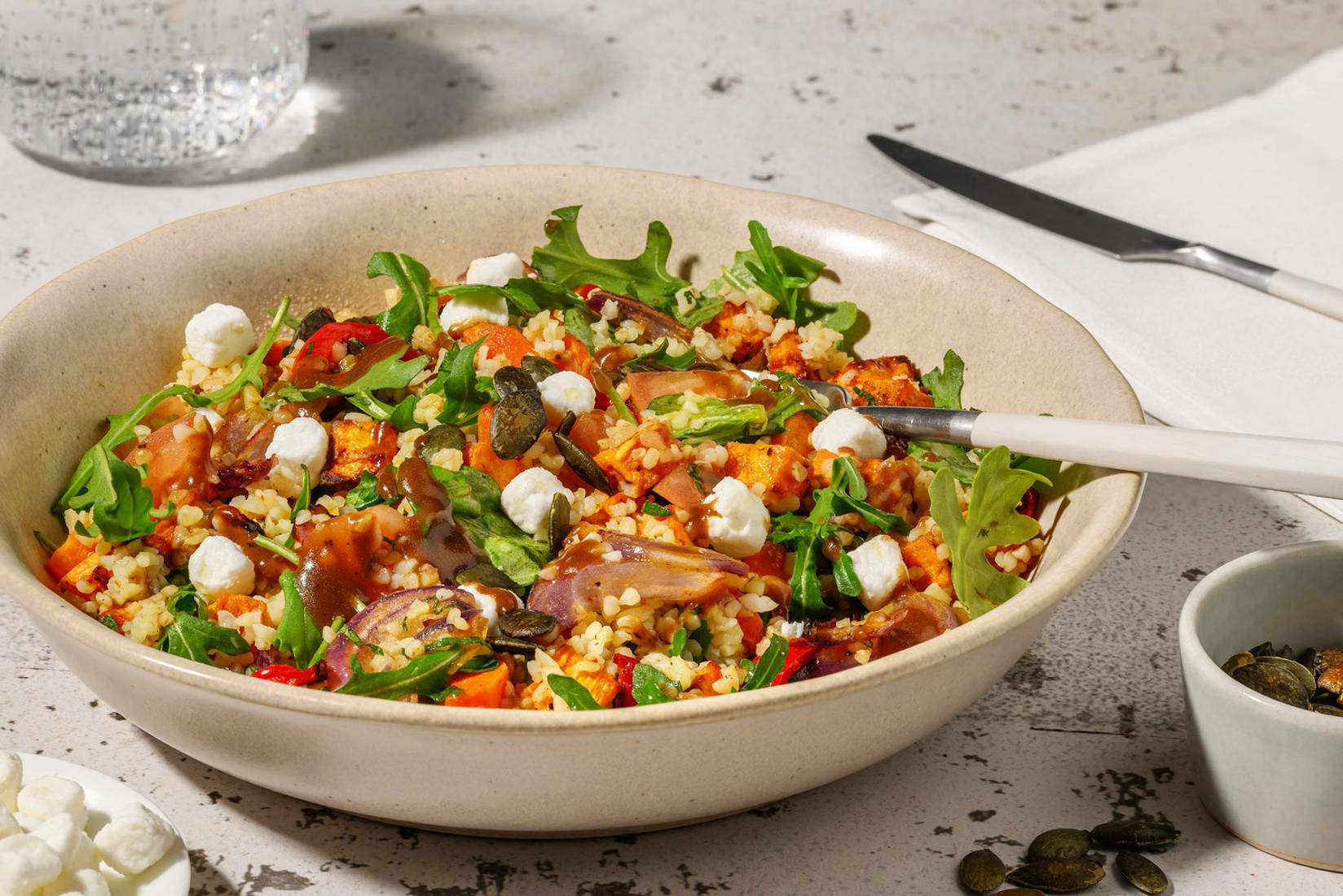 Salade de boulgour aux légumes rôtis