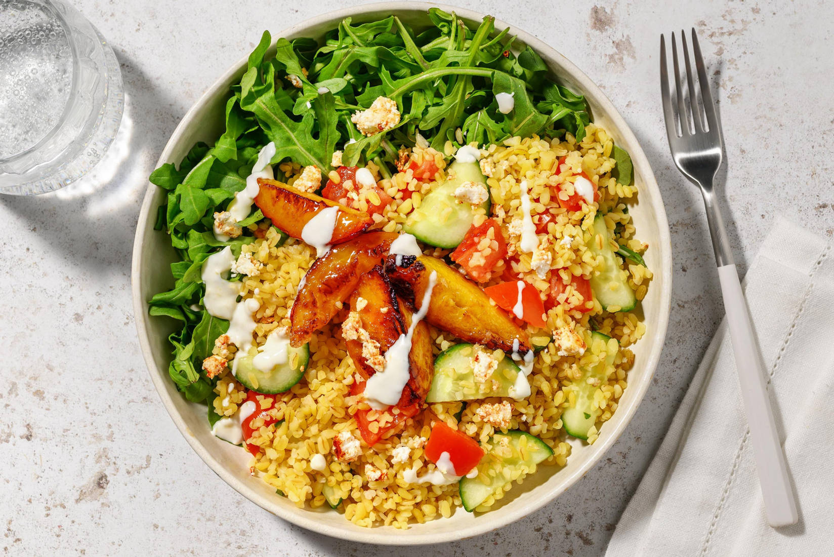 Bulgursalat mit karamellisierten Nektarinen