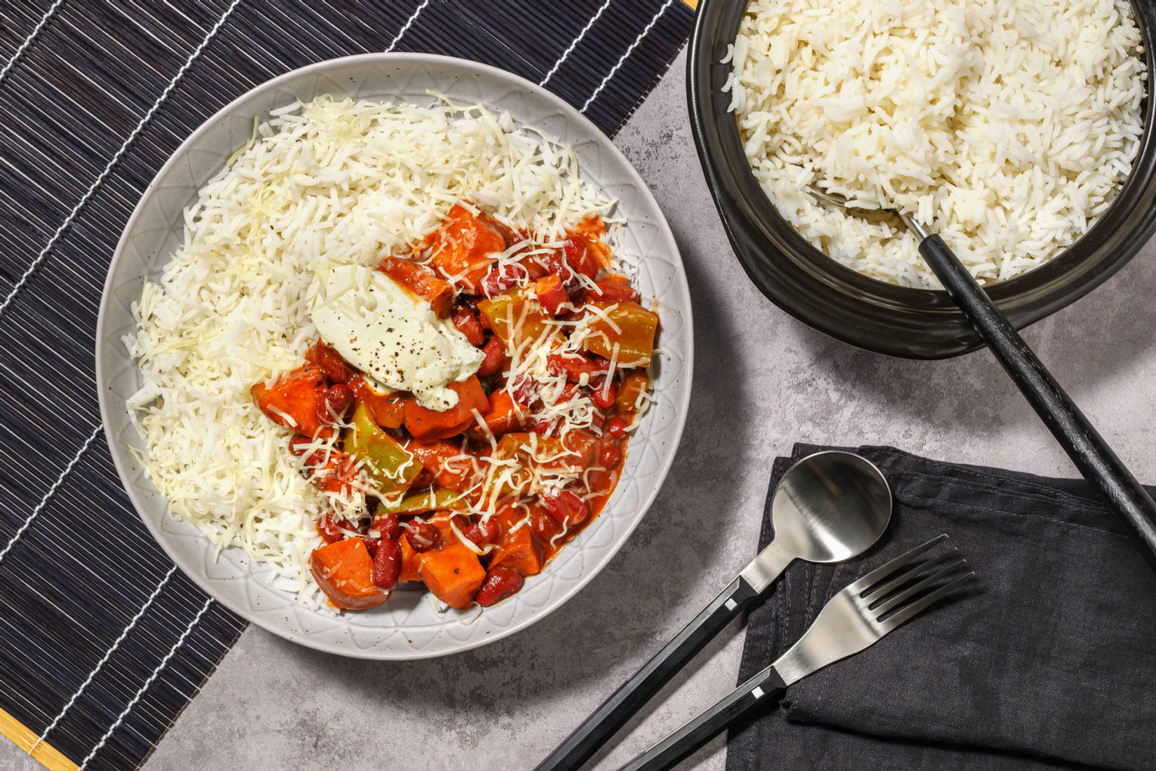 Roasted Sweet Potato and Kidney Bean Chilli