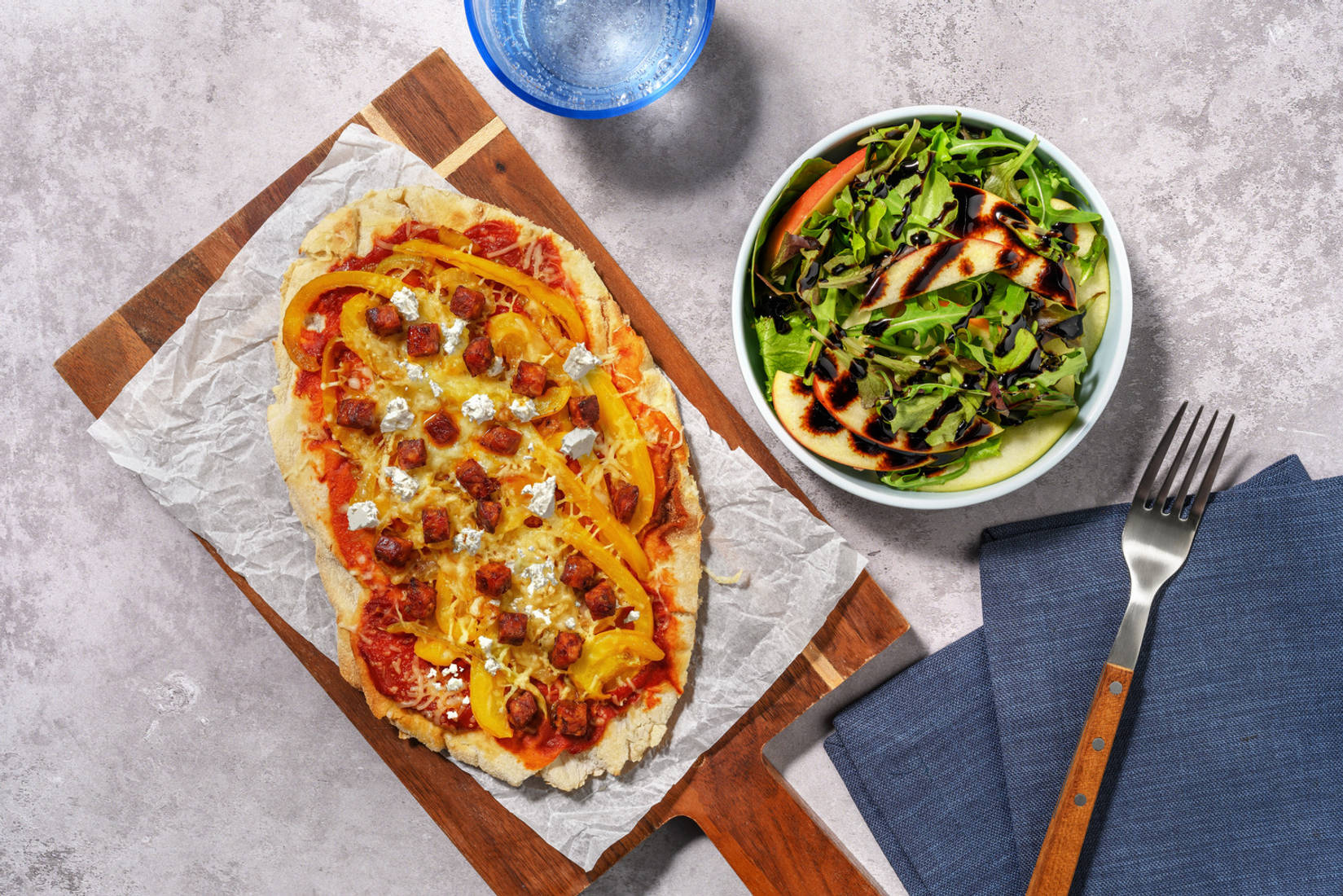 Middle Eastern Inspired Cheesy Harissa and Chorizo Naanizza