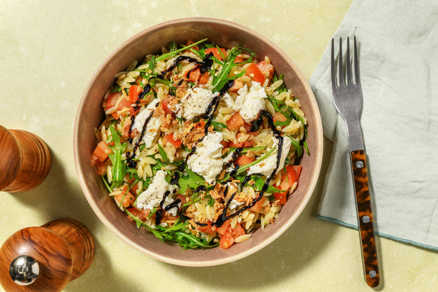 Pesto Orzo and Mozzarella Salad