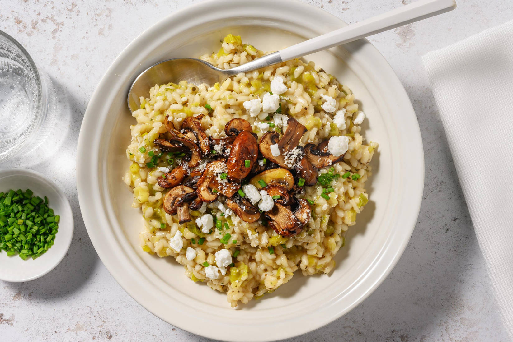 Geitenkaasrisotto met truffelolie