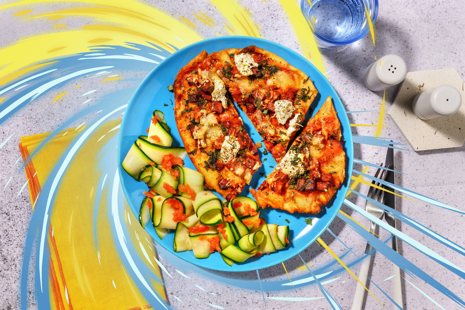 Pizza naan percutante au chorizo & ricotta