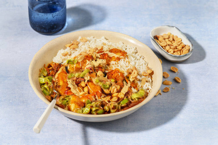 Dinde épicée, poireau & cacahauètes