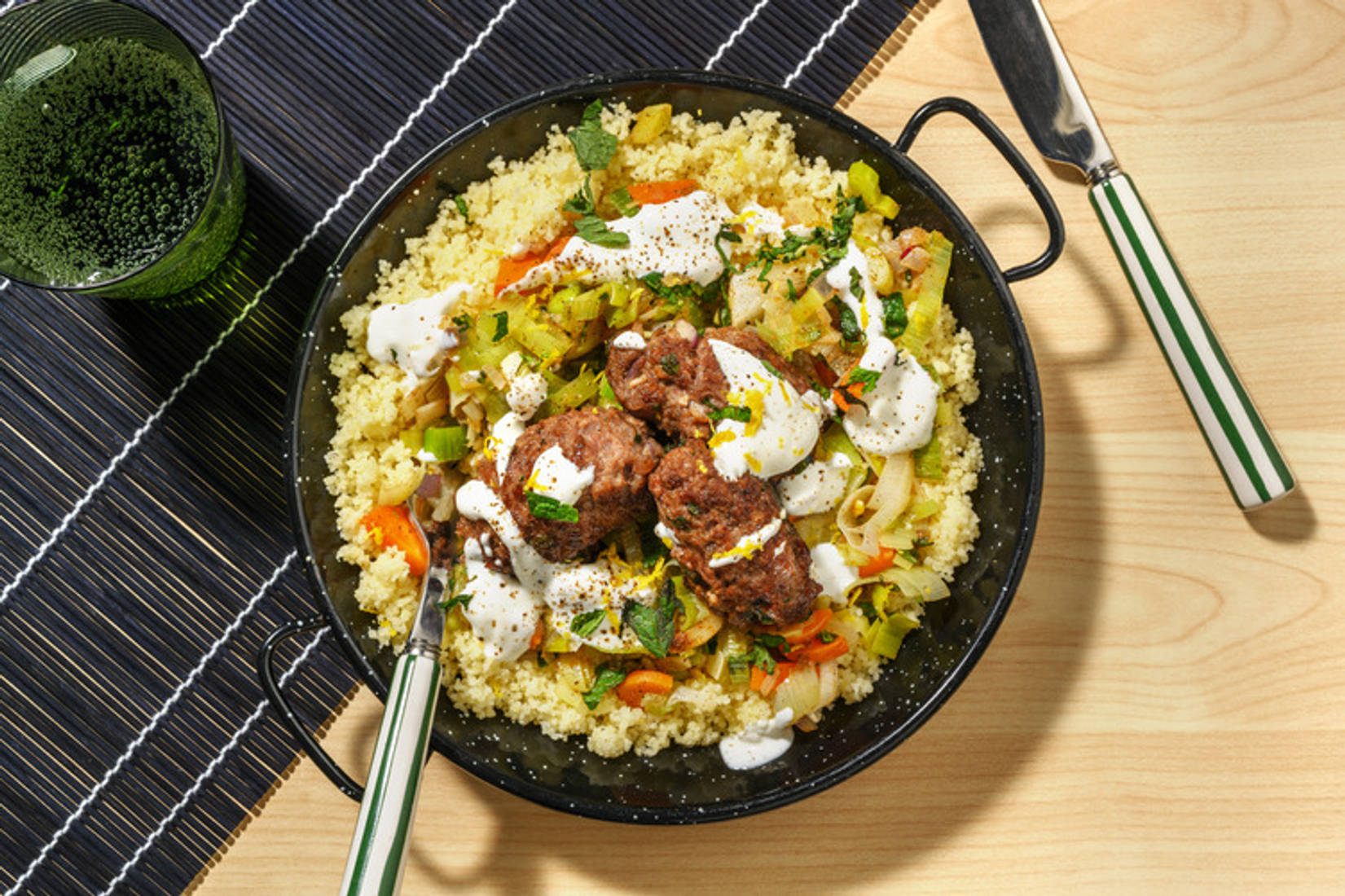 Keftas de bœuf & semoule aux épices