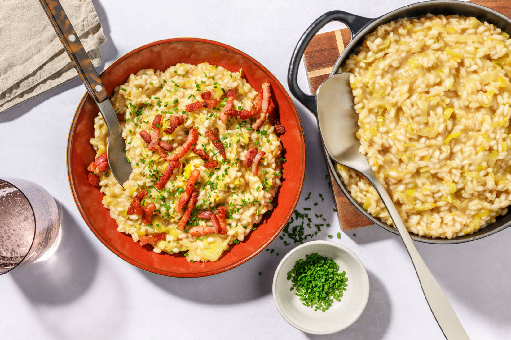 Le Végé : risotto poireau & lardons végétaux