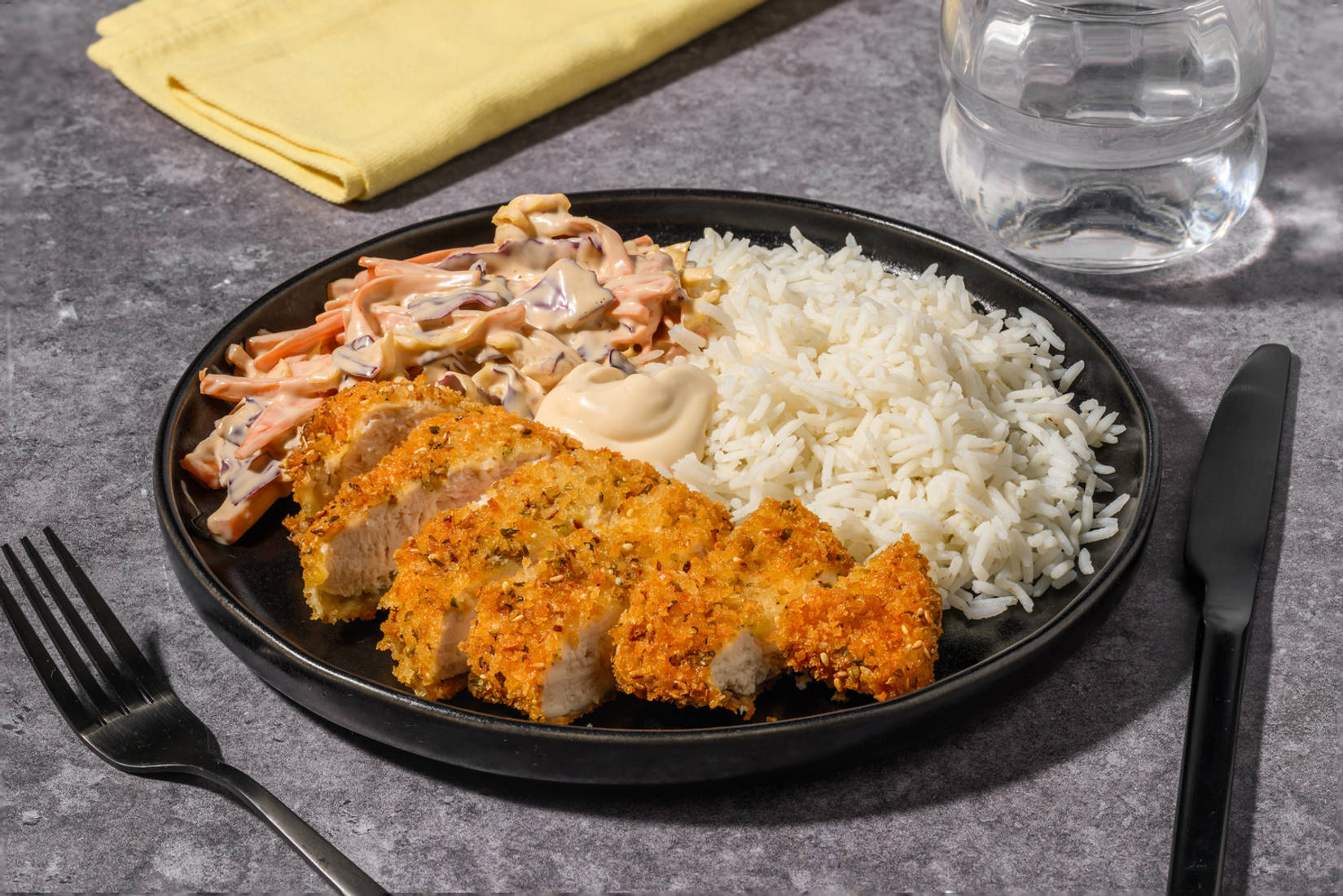 Poulet pané façon Katsu japonais & riz précuit