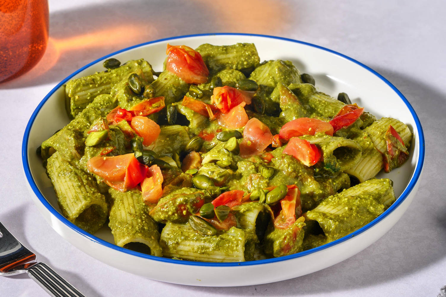 Tortiglioni d'estate in crema di Feta Dop e rucola