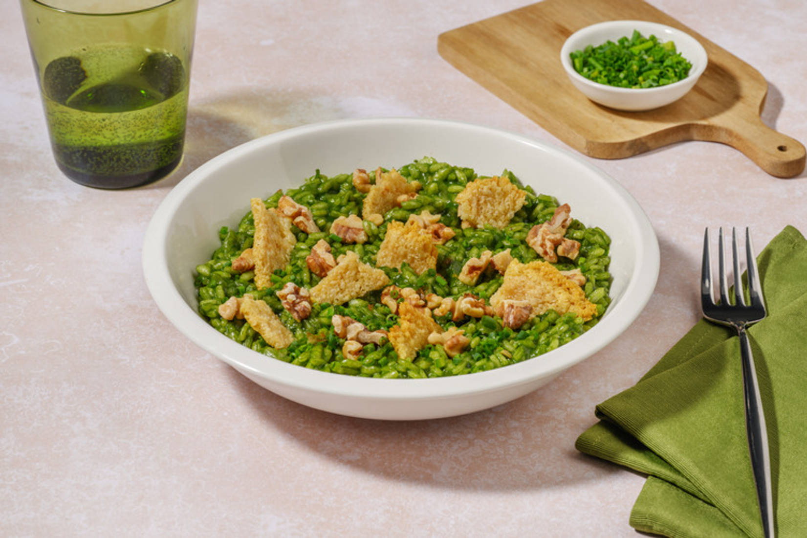 Risotto de espinacas con queso