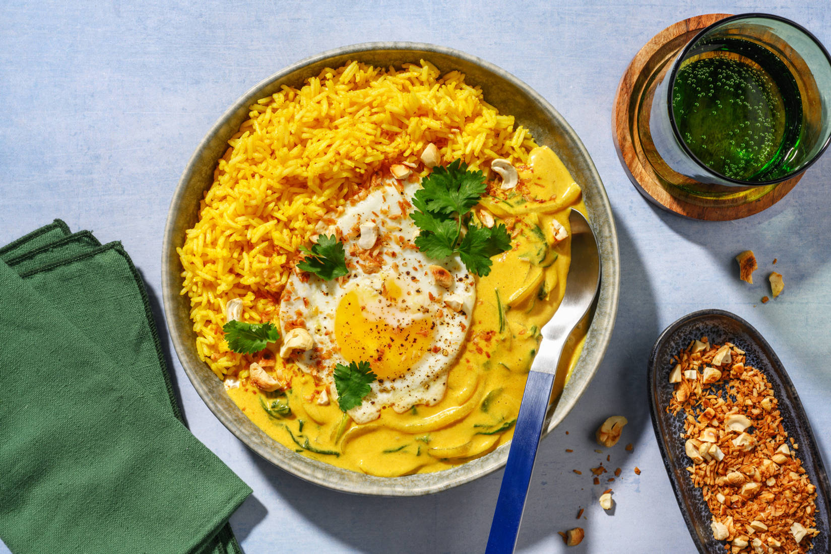 Curry coco d'épinards & noix de cajou