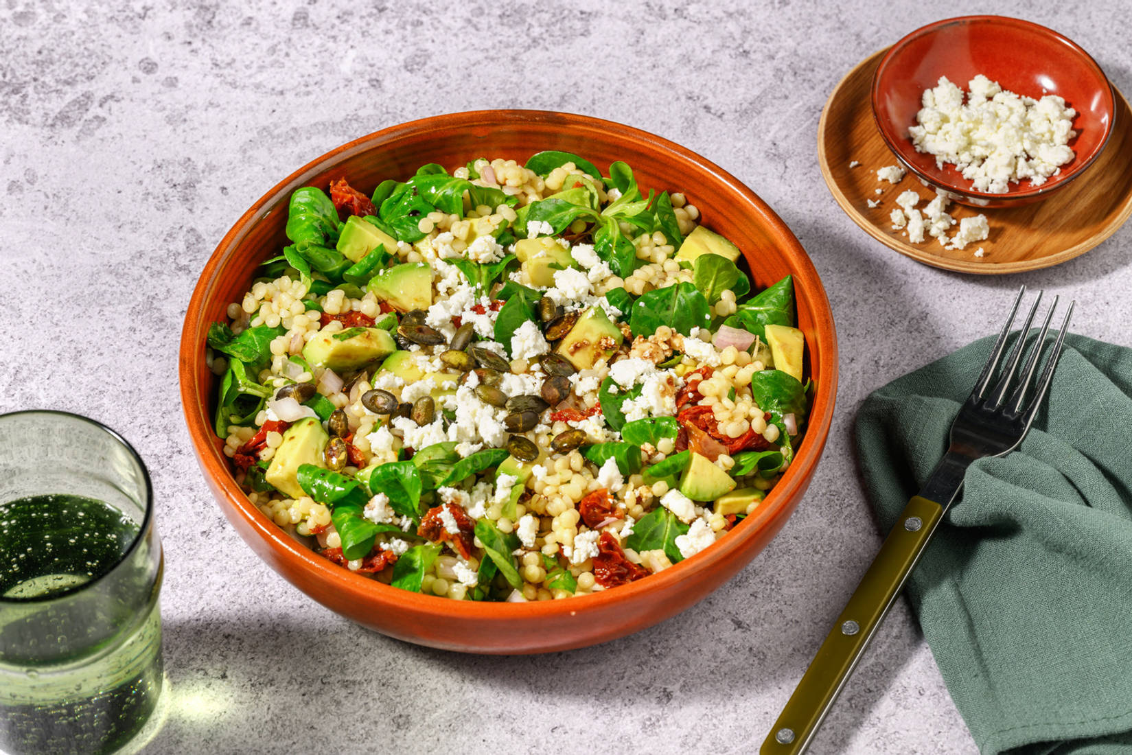 La Divine : couscous perlé, fromage & avocat