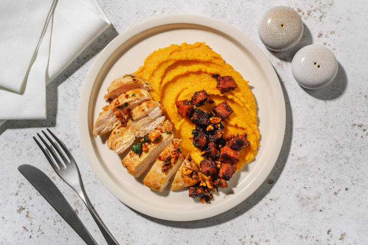 Poulet Label Rouge, chorizo & purée panais-carotte