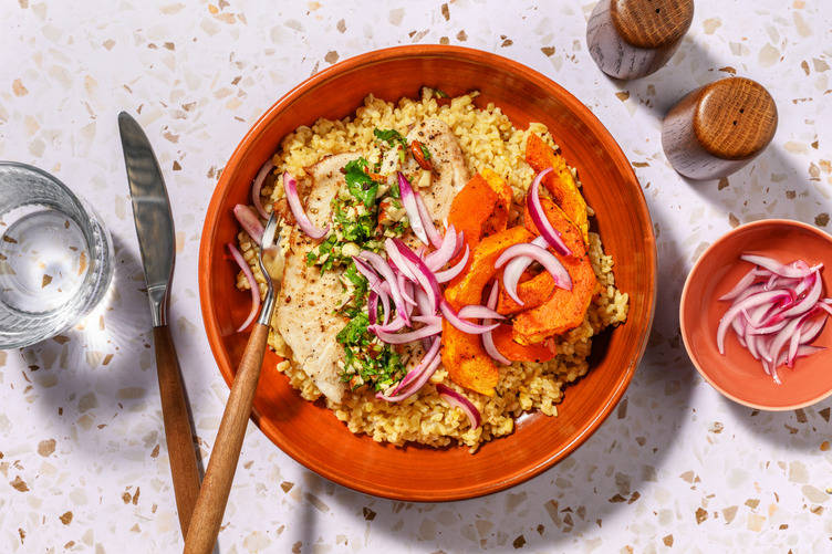 Lieu grillé, amandes & butternut