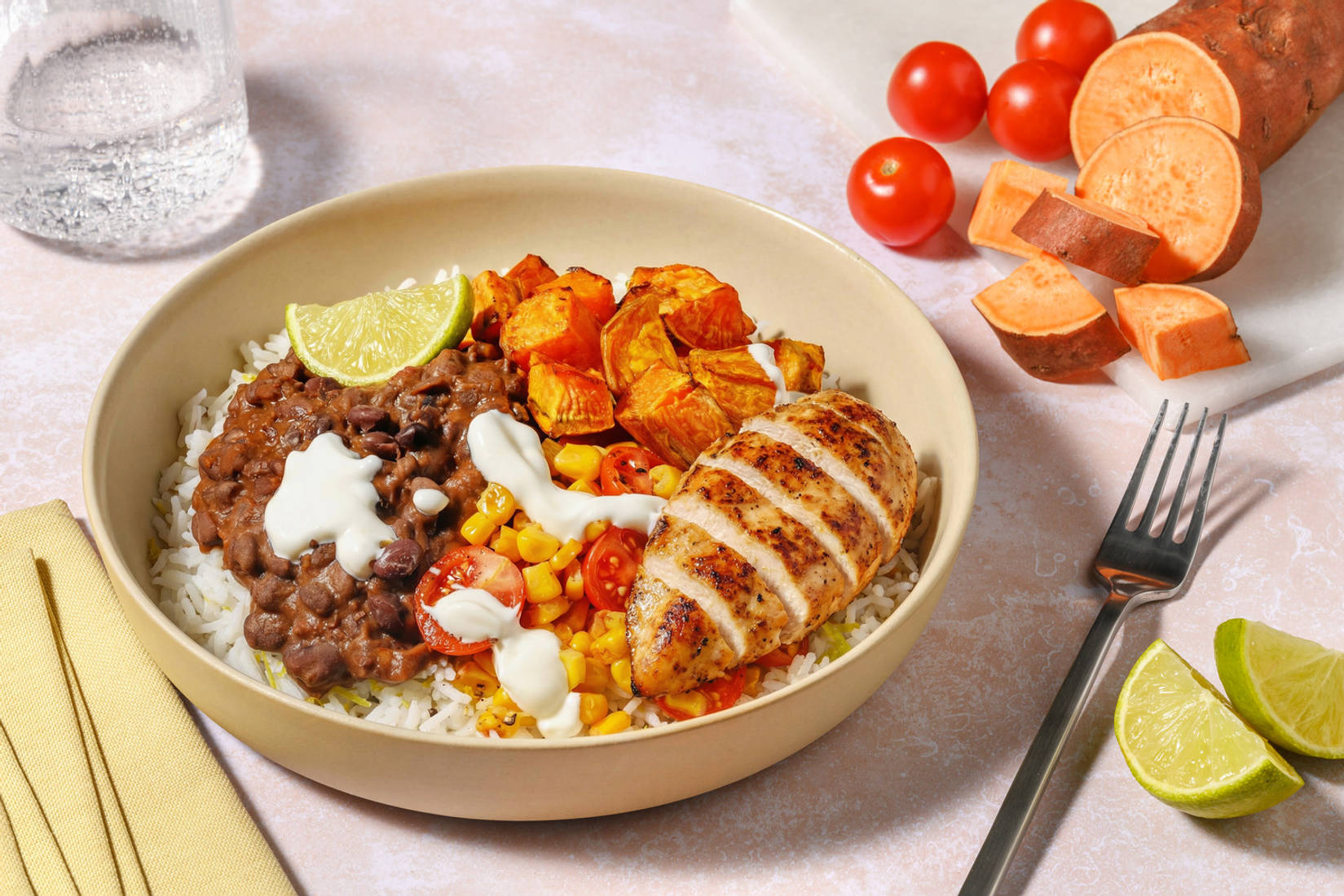 Vibrant Veg and Chicken Burrito Bowl