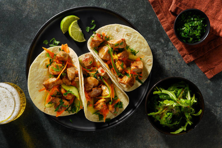 Wraps de solomillo de cerdo en marinado oriental