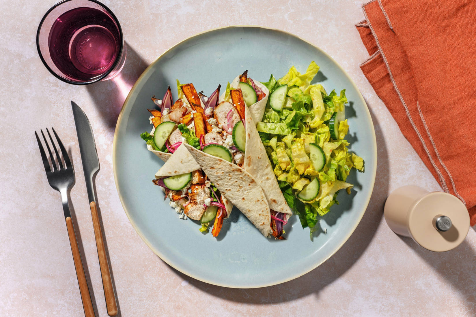 Wraps fusion poulet grillé & patate douce