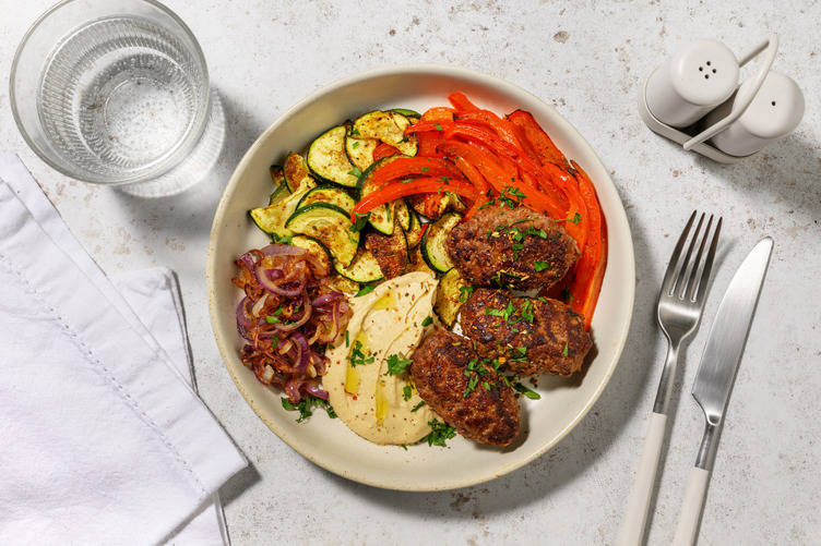 Keftas de bœuf & légumes de saison rôtis