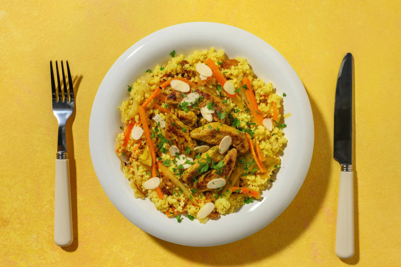 Bowl Express : semoule, émincés veggie & curry