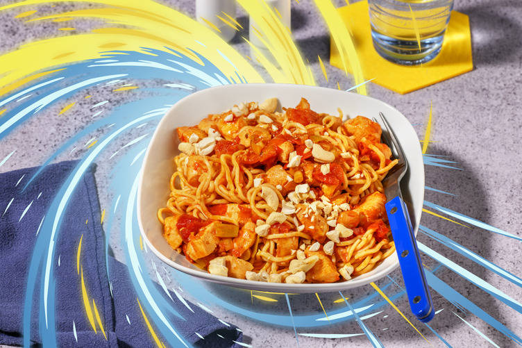 Nouilles volcaniques au poulet & cajous