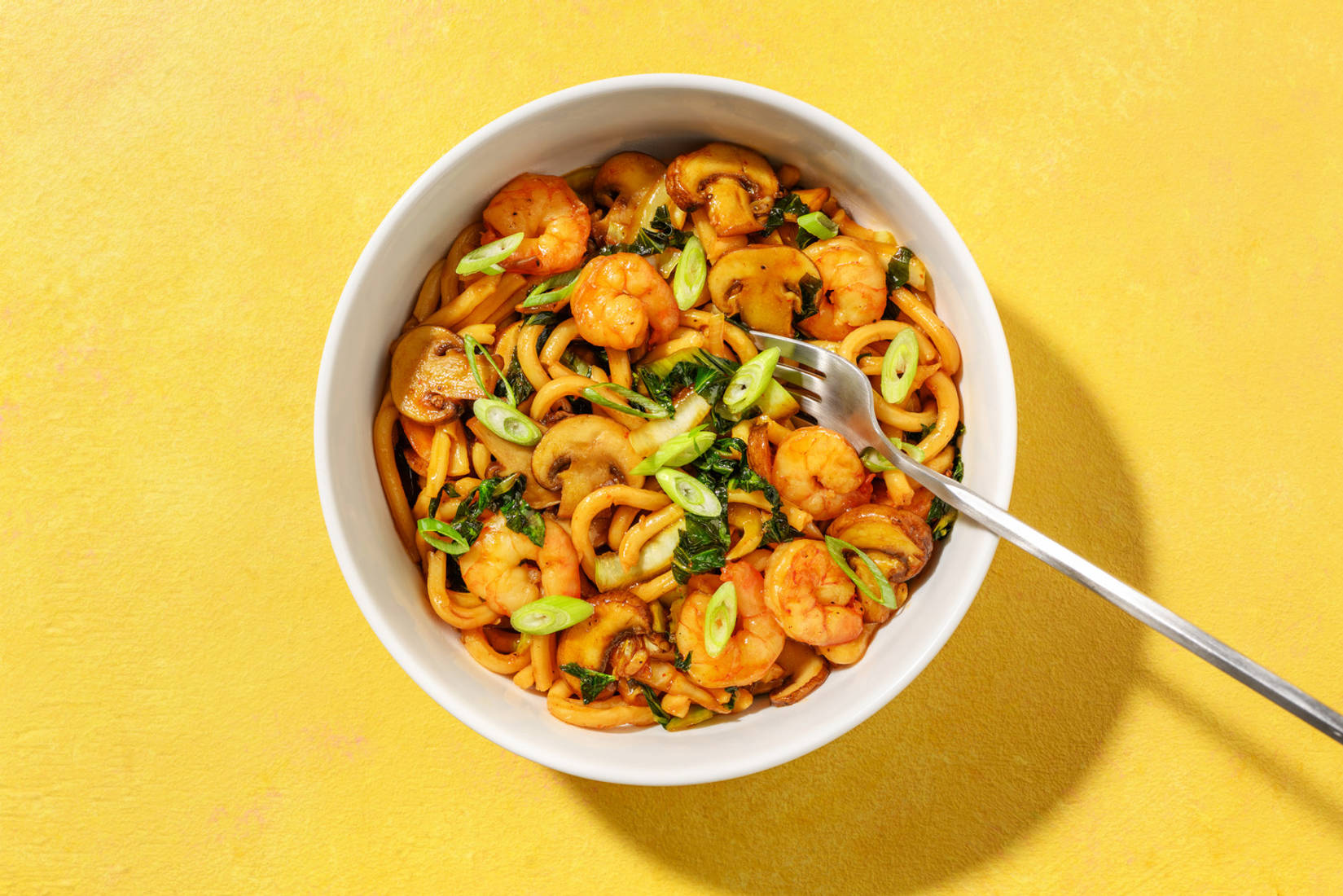 Nouilles udon crevettes & champignons minutes