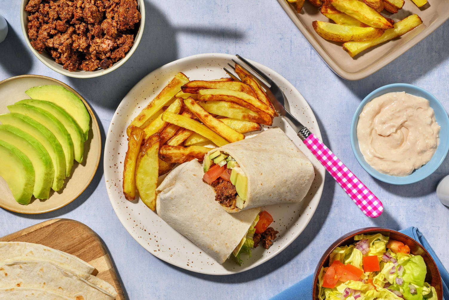 Cheeseburgerwraps med kjøttdeig