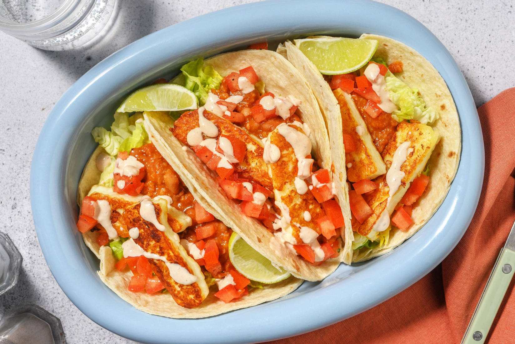 Halloumi and Refried Bean Tacos