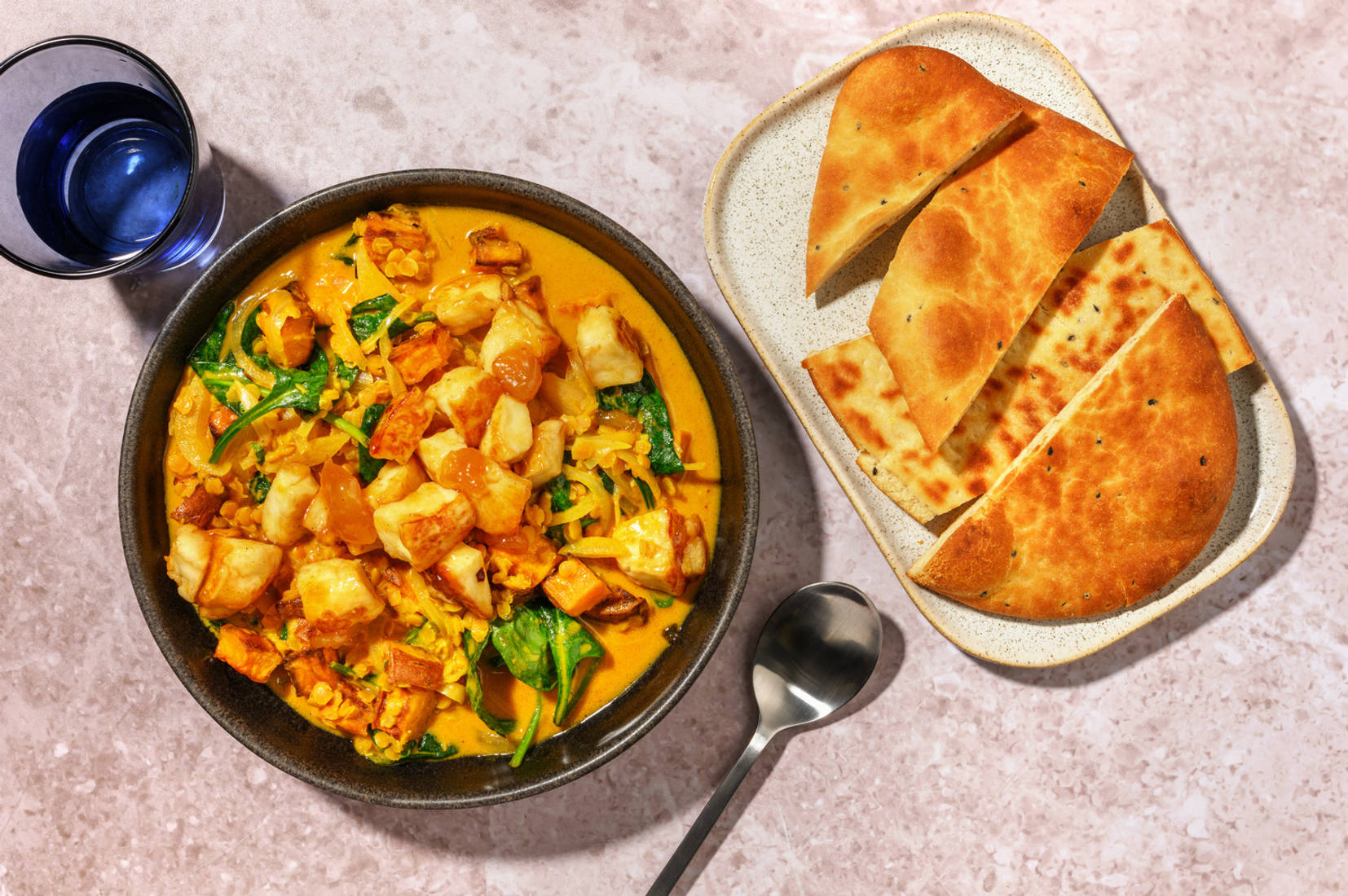 Mango Chutney Chicken, Halloumi & Sweet Potato Dal