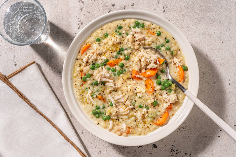 Soupe réconfortante au poulet & couscous perlé
