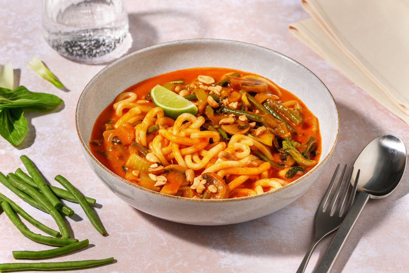 Red Thai Style Coconut Udon Soup