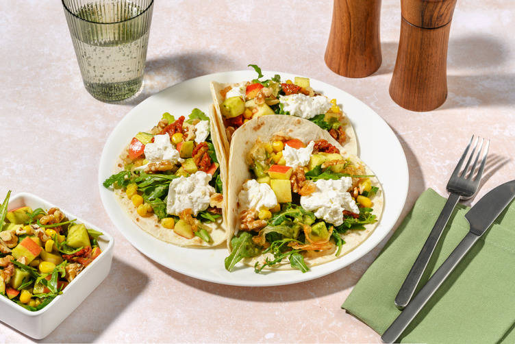 Piadinas de burrata italiana y cebolla caramelizada