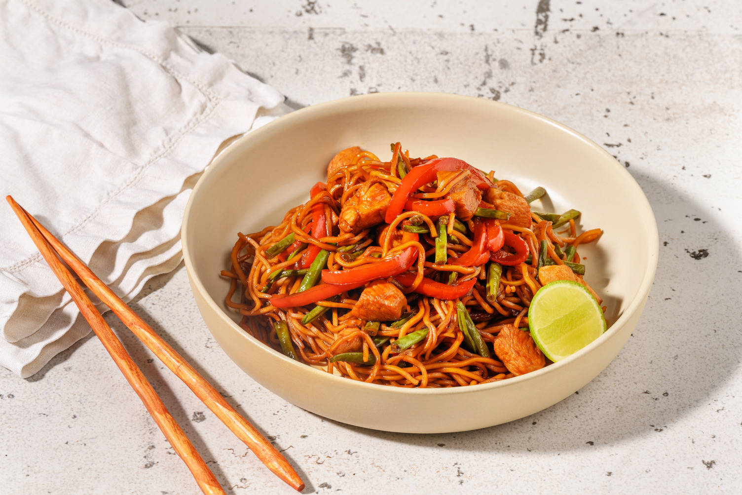 Chinese Style Chicken Noodle Stir-Fry