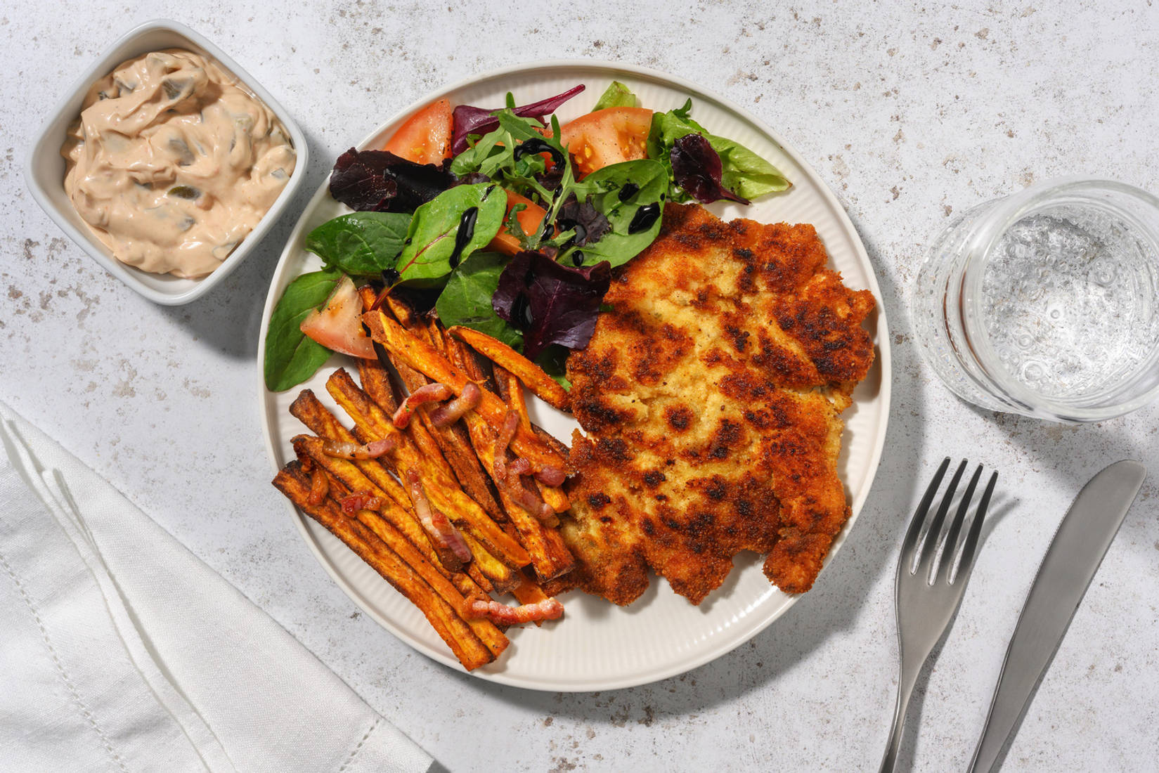 Crispy Chicken, Bacon and Sweet Potato Chips