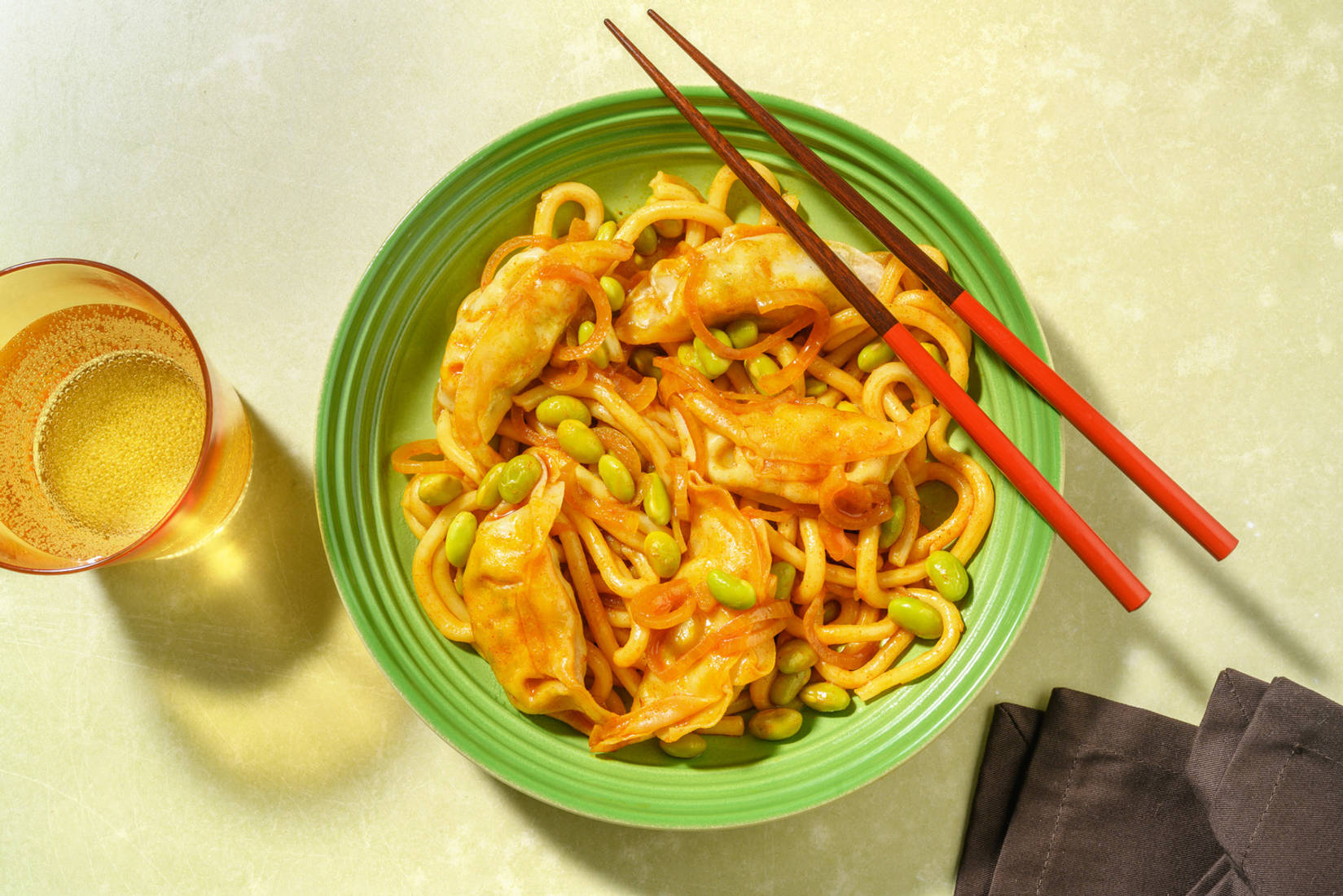 Veggie Gyoza with Edamame Noodles