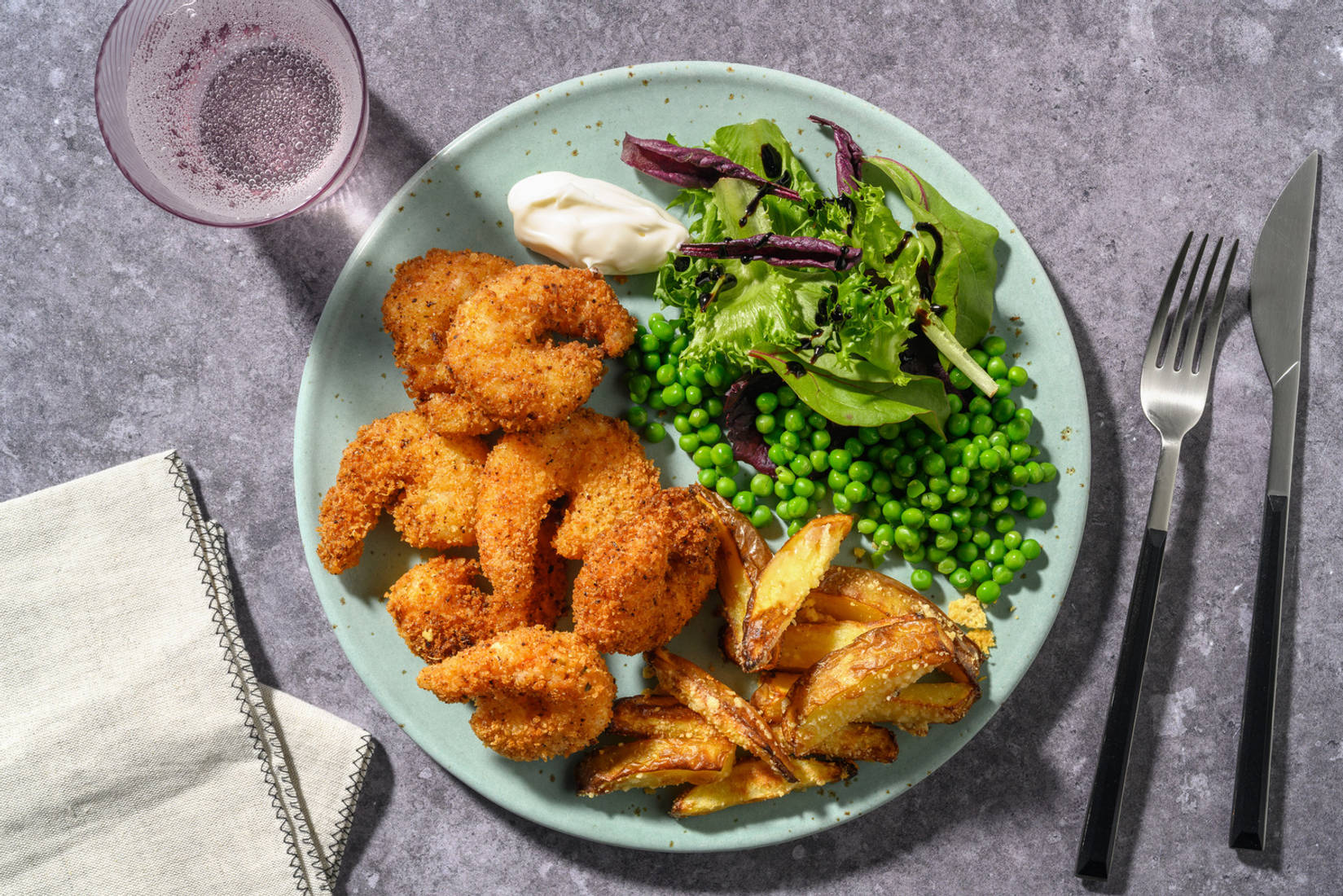 Spiced Popcorn Prawns and Cheesy Chips