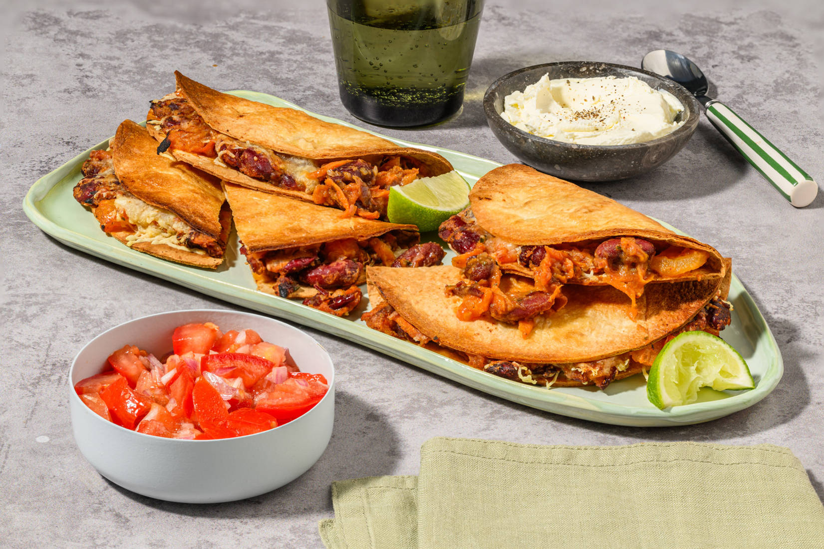 Chipotle Bean Quesadillas with Chicken