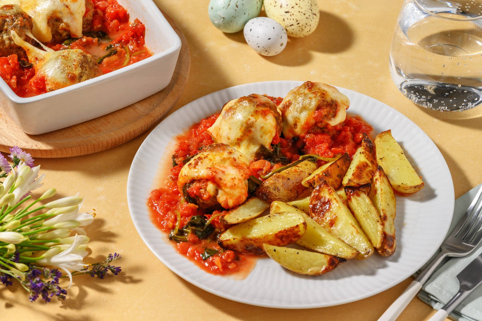 Pork Meatballs and Roast Potatoes