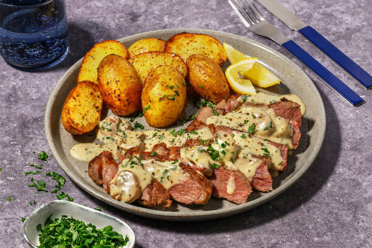 Fettine di scamone in salsa boscaiola