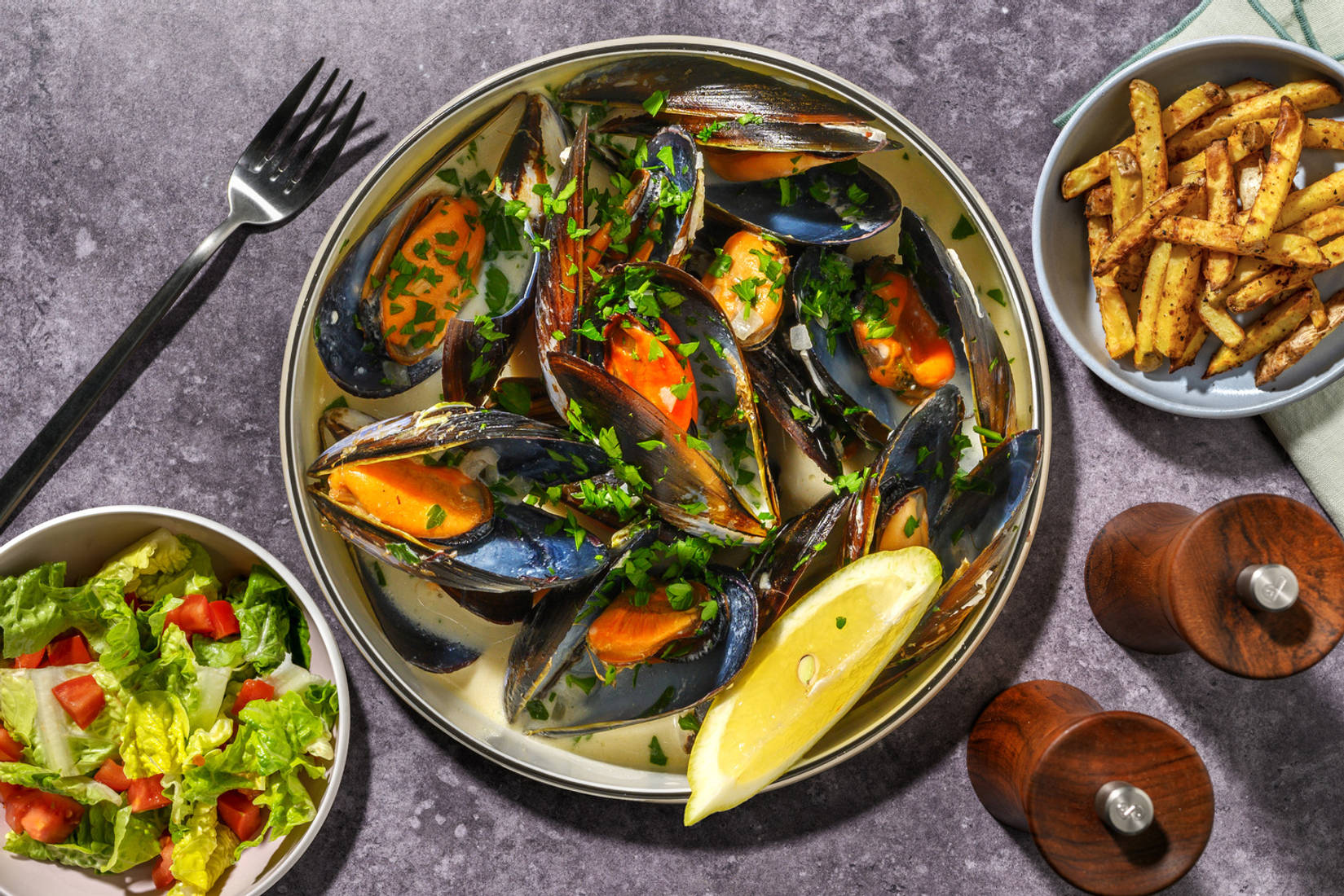 Lemon and Parsley Moules Frites