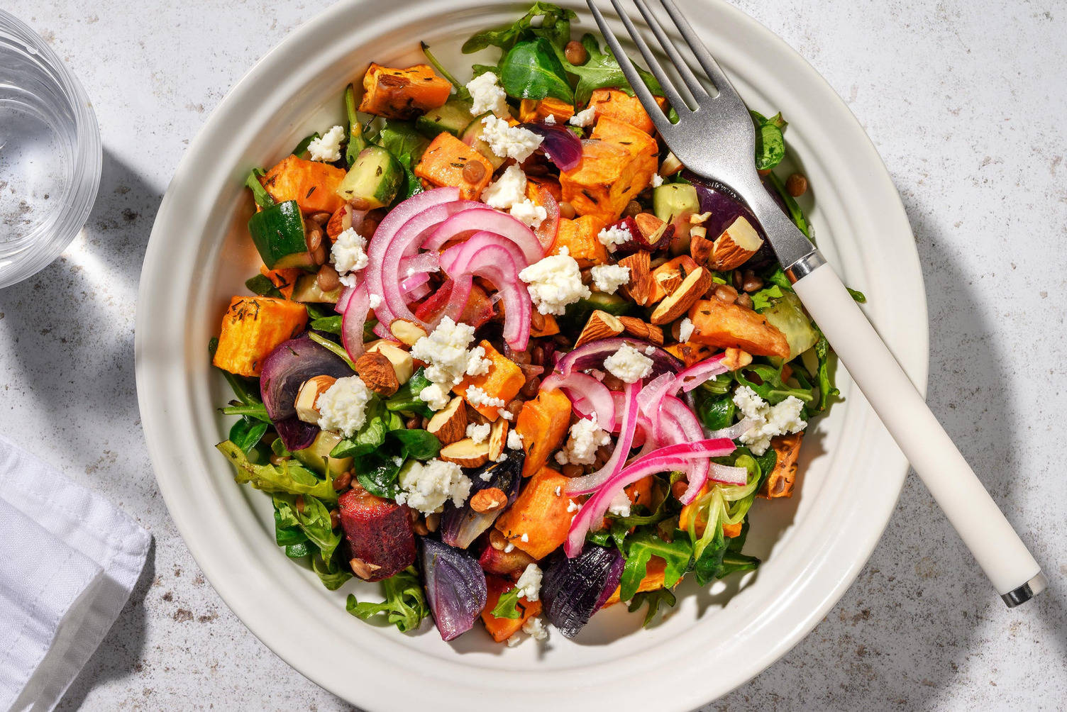 Fromage de chèvre sur salade de lentilles et vinaigrette aux cranberries