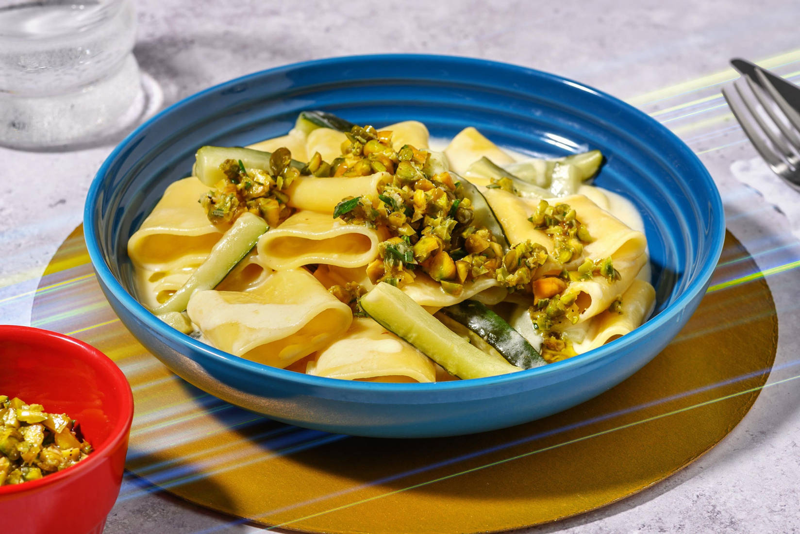 Smaragd-Pasta mit Pistazien-Crunch