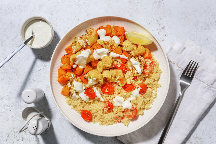 El otoñal: bol de calabaza y coliflor asadas