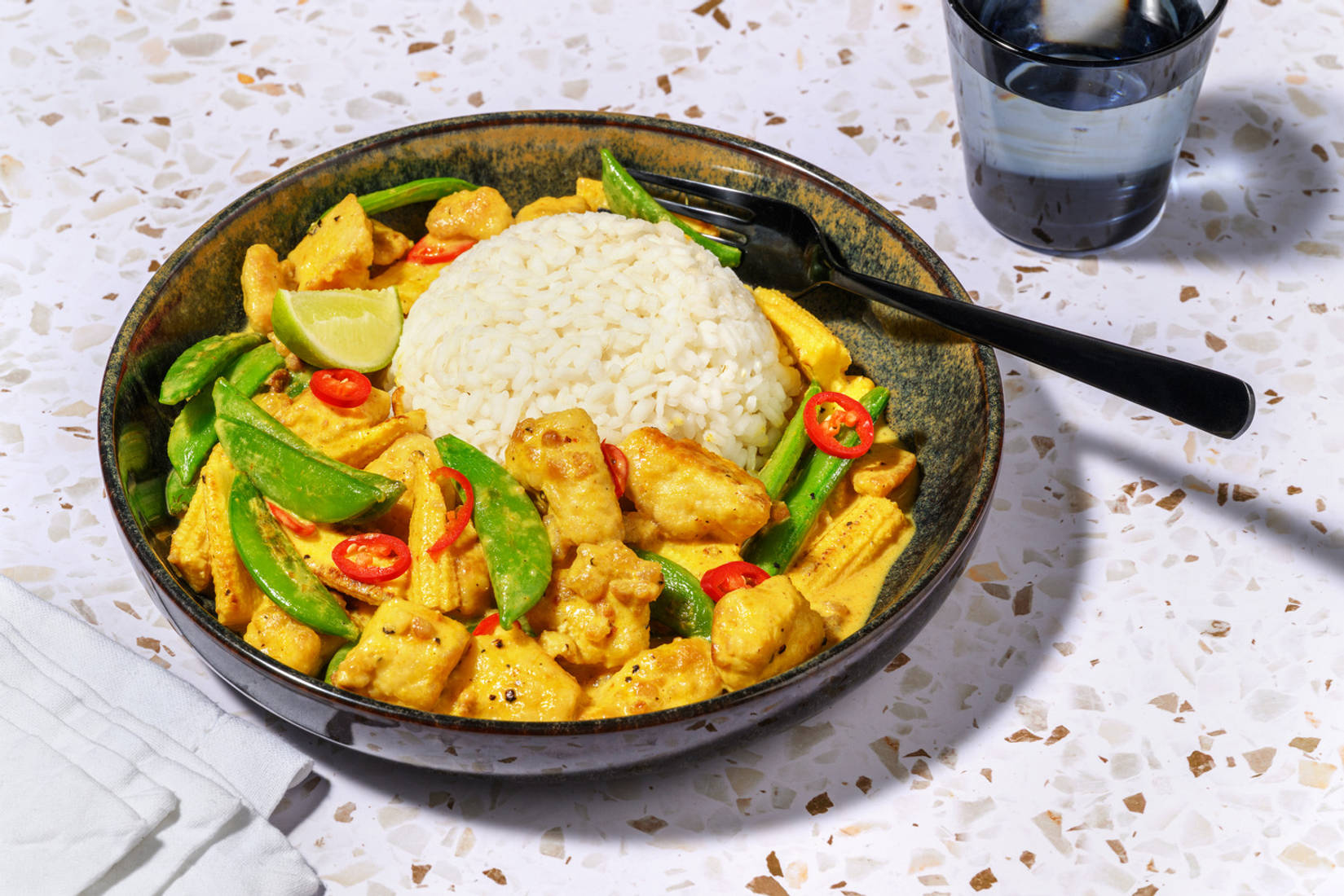 Fragrant Yellow Thai Style Double Tofu Curry & Sticky Rice