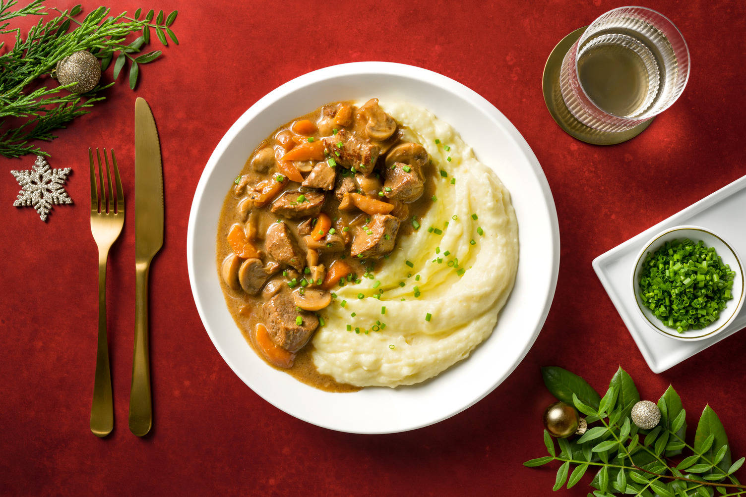 Sauté de veau, purée & sa sauce champignons
