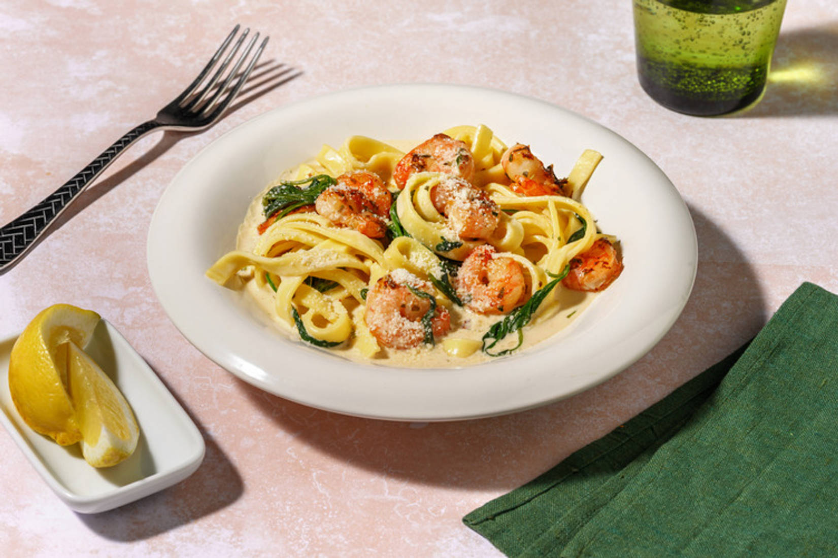 Tagliatelle minute gamberoni & spinaci