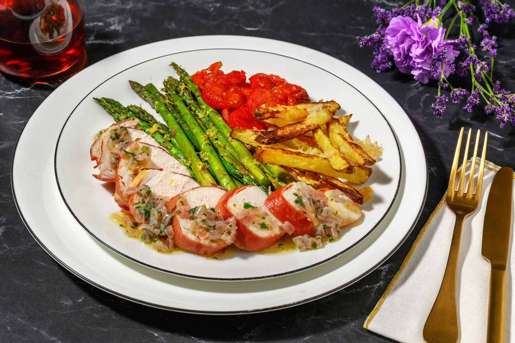 Serrano Wrapped Chicken in Lemon & Parsley Butter Sauce